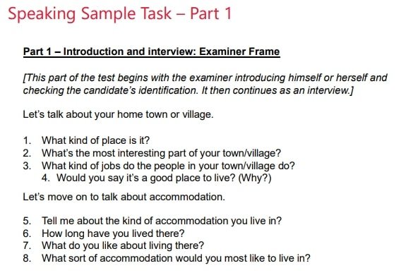 Ejemplos Speaking IELTS Cambridge