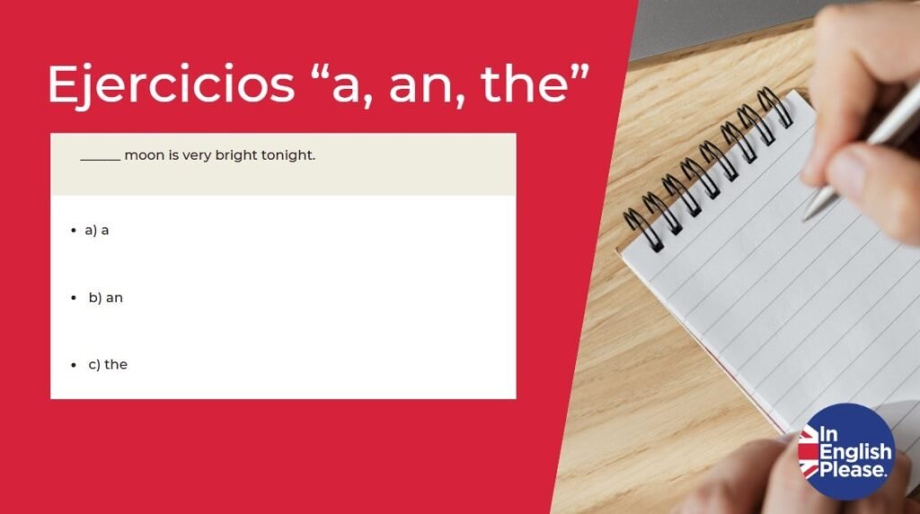 ejercicios diferencia a an the