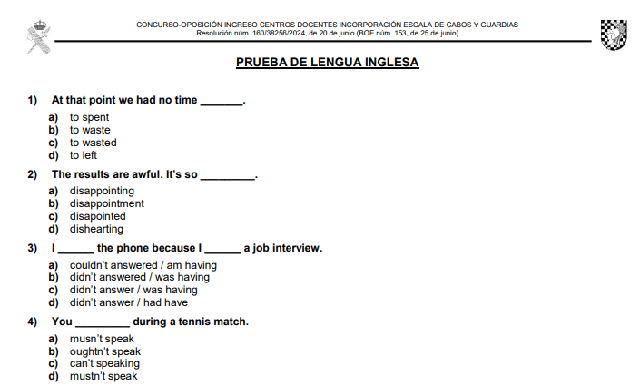 examen ingles guardia civil