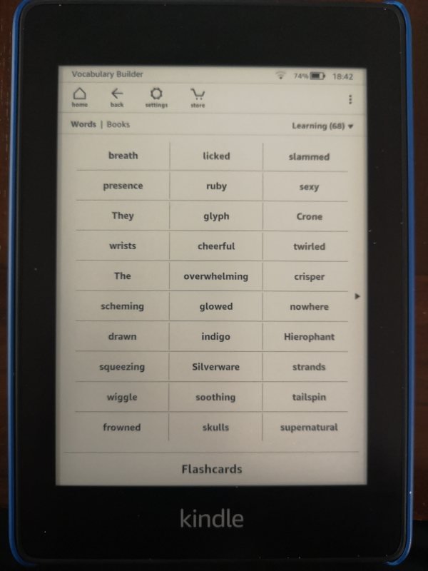 Shows the Kindle vocabulary builder