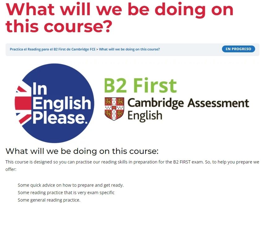 Practica el Reading para el B2 First de Cambridge FCE